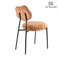 Amago chaise dossier nuage en tissu peluche marron et métal noir