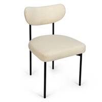 Lama chaise en tissu bouclé blanc et métal noir