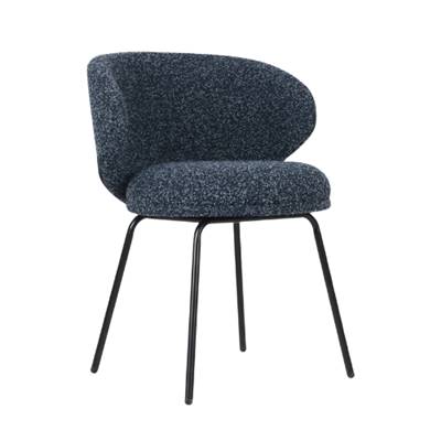 Grolette chaise en tissu bleu crépuscule et pieds métal noir