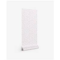 Papier peint blanc avec motif terrazzo terracotta et rose