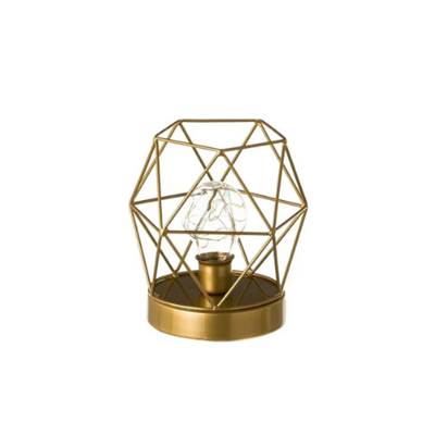 Cage lampe de chevet en métal doré ajouré