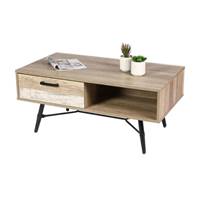 Brooklyn table basse 1 tiroir 1 niche bois et métal noir L110cm