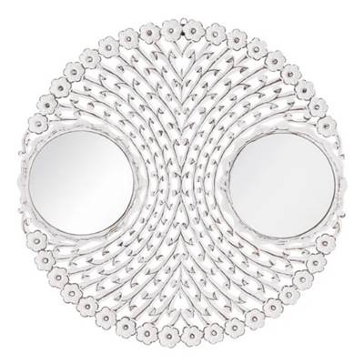 Fanny miroir en MDF sculpté blanc Ø90cm