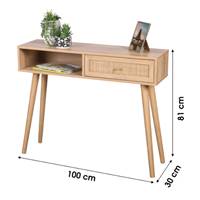 Bali console 1 tiroir bois et rotin H81cm