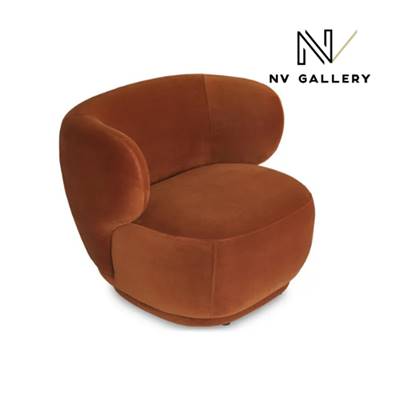 Havane fauteuil en velours terracotta