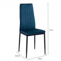 Beata chaise en velours bleu dossier haut