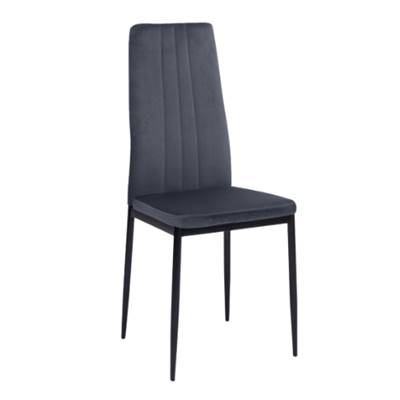 Beata chaise en velours gris foncé dossier haut