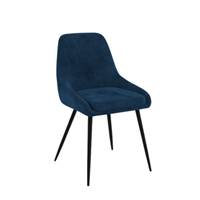Elena chaise en velours bleu canard et métal noir