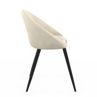 Agnes chaise arrondie en velours crème et métal noir
