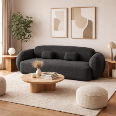 Bulane canapé 3 places en tissu texturé gris anthracite