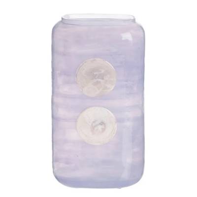 Bela vase haut rectangulaire en verre dégradé bleu-violet H34cm
