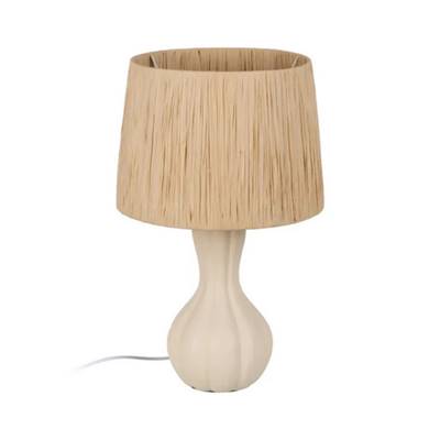 Morona lampe de table en céramique crème et fibre naturelle H53cm