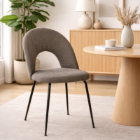 Rave chaise dossier arrondi en tissu taupe pieds métal