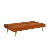 Alex Canapé-lit convertible en tissu orange terracotta et bois