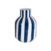 Zebri petit vase blanc à rayures bleues H24cm