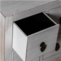 Oriental meuble TV bois blanc décapé 8 tiroirs 2 portes L130cm
