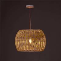 Buri suspension arrondie métal et osier naturel tressé H24