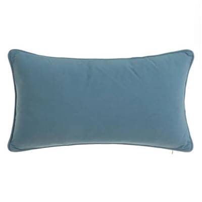 Updo coussin en fausse soie de coton bleu 50x30cm