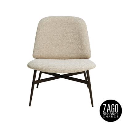 Alba fauteuil effet laine en tissu bouclette sable