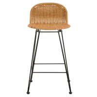 Zago chaise de bar en métal et résine tressé marron H63