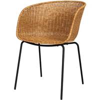 Zole chaise en résine tressée pieds métal noir