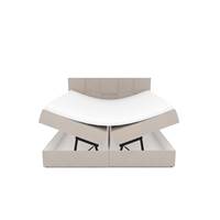 Paollo lit boxspring 160x200 avec rangement en velours beige foncé et surmatelas