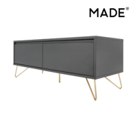 Elona meuble TV gris charbon et laiton
