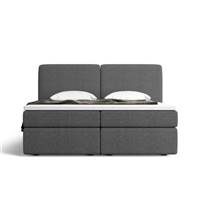 Bolabi lit boxspring 160x200 en tissu texturé gris anthracite avec rangement