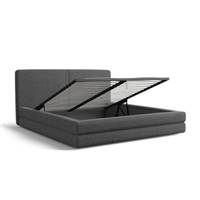 Tichani lit boxspring 180x200 en tissu texturé gris anthracite