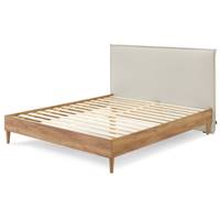 Naca lit 180x200 en bois de chêne et tissu beige