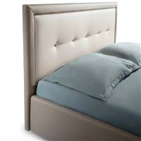 Serena lit-coffre 160x200 en similicuir beige et taupe