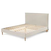 Arys lit 160x200 lattes massives et tissu beige