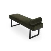 Poly banc en fer noir et tissu vert