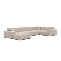 Lodce canapé panoramique angle gauche en tissu texturé beige