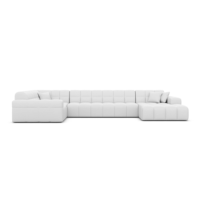 Lodce canapé panoramique angle droit en cuir blanc