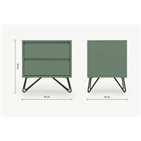 Elona table de chevet couleur vert fougère et métal noir