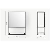 Calypso étagère murale avec miroir, métal noir