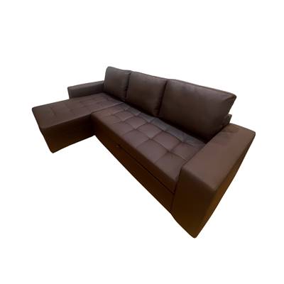 Romy canapé d'angle reversible et convertible en PU marron