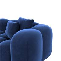Cotton canapé salon angle gauche en velours bleu foncé