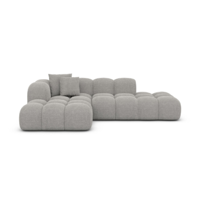 Cotton canapé salon angle gauche en tissu texturé gris clair