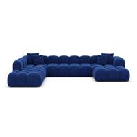 Cotton canapé panoramique d'angle droit en velours bleu foncé