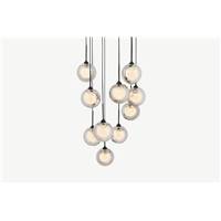 Masako grand lustre LED 10 ampoules noir et verre fumé