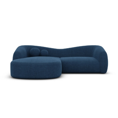 Rico canapé d'angle gauche en tissu texturé bleu foncé