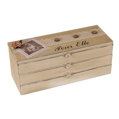 Shabby boîte en bois "Pour Elle" 3 tiroirs