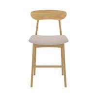 Bobby chaise pour îlot central en tissu beige et bois clair H66cm