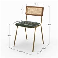Natsu chaise en cuir vert et cannage