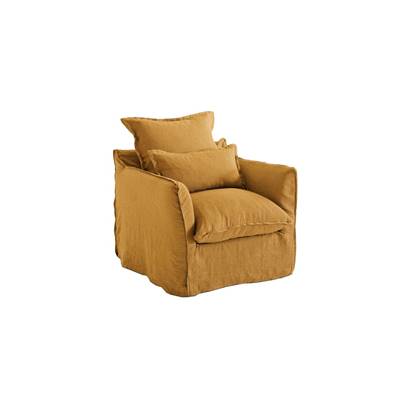 Kalisto fauteuil lin froissé safran