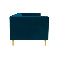 Savoy canapé 3 places en velours bleu foncé et pieds métal doré