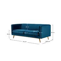 Savoy canapé 2 places en velours bleu foncé et pieds métal doré