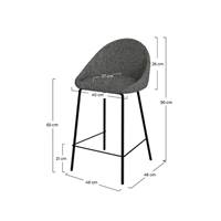 Turin chaise pour îlot central arrondie tissu bouclette gris H65cm